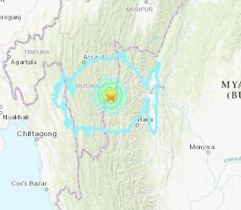 印度米佐拉姆邦发生5.8级地震 震源深度8.9千米